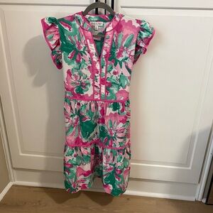 She + Sky Pink and Green Floral Dress